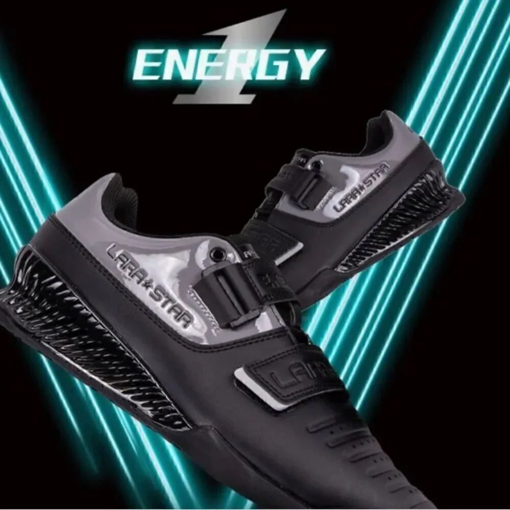 Lara Star Hook Loop Professional Male Powerlifting Shoes size 7 BLACK